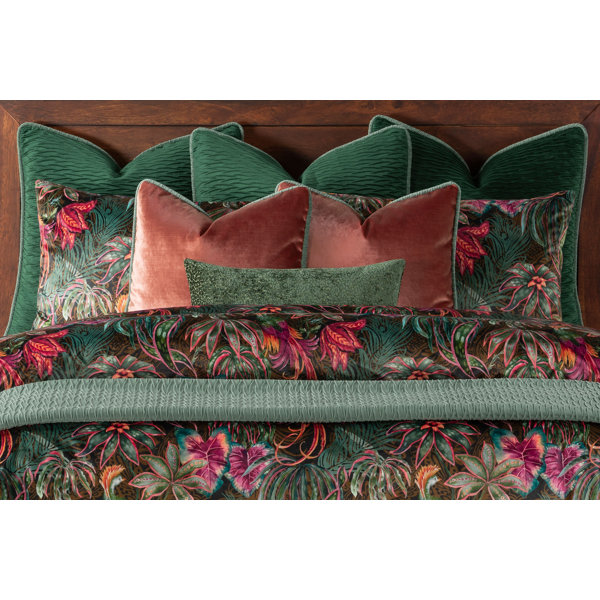 Tropical Floral Print Velvet Duvet Cover
